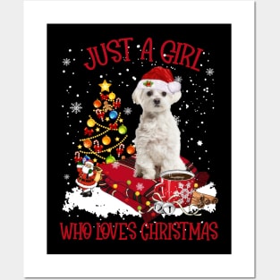 White Maltese Just A Girl Who Loves Christmas Posters and Art